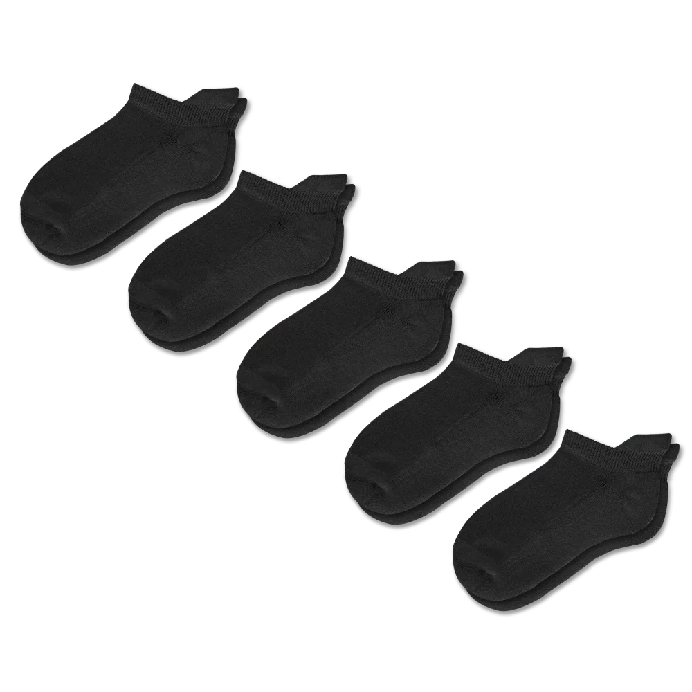 Black Ankle Compression Socks 5-Pack Bundle