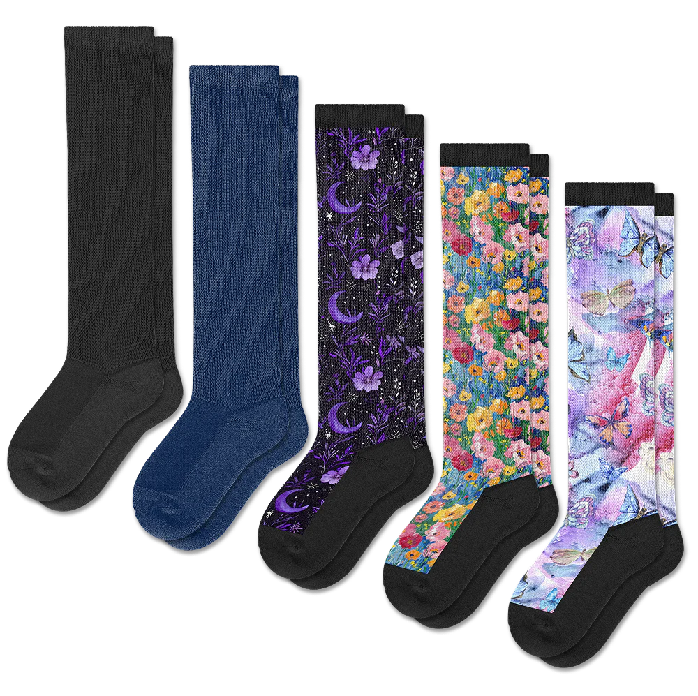 Garden Glow Comfort EasyStretch™ Socks Bundle 5-Pack