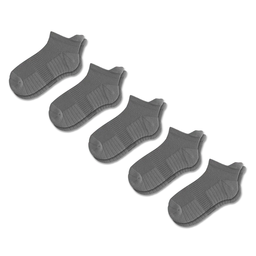 Gray Ankle Compression Socks 5-Pack Bundle