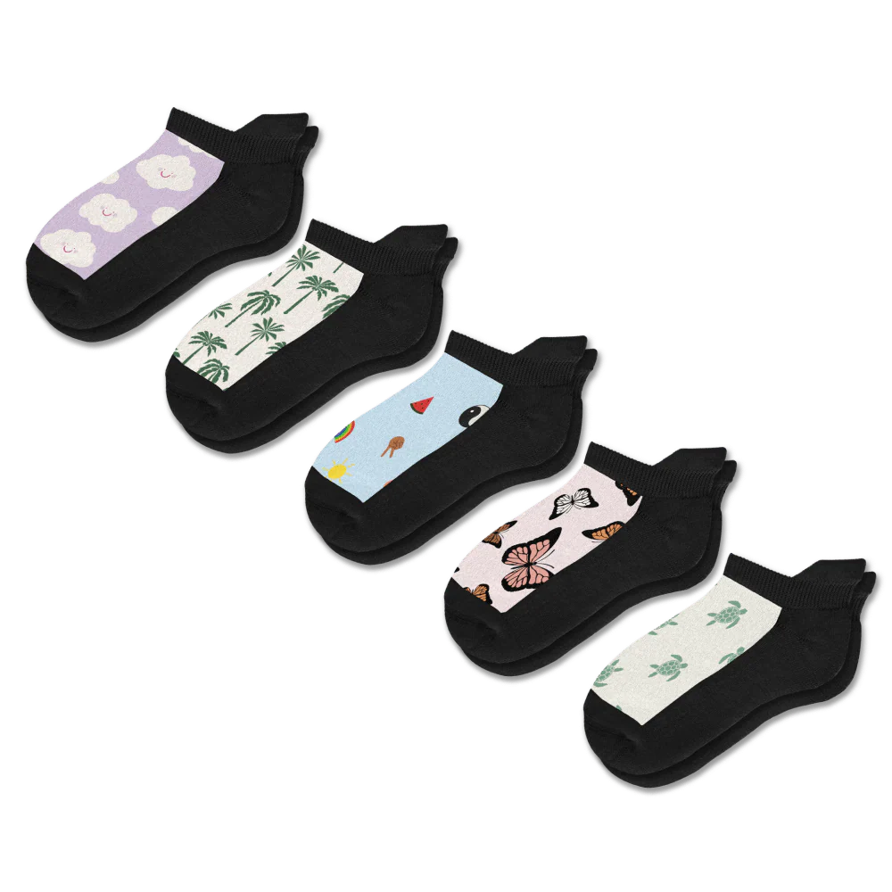 Happy Vibes Ankle Socks 5-Pack Bundle