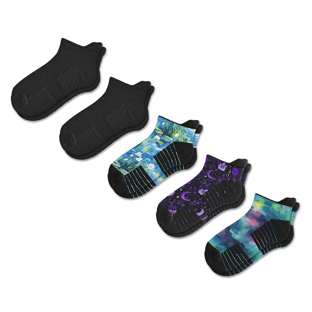 Lunar Lights Ankle Compression Socks Bundle 5-Pack
