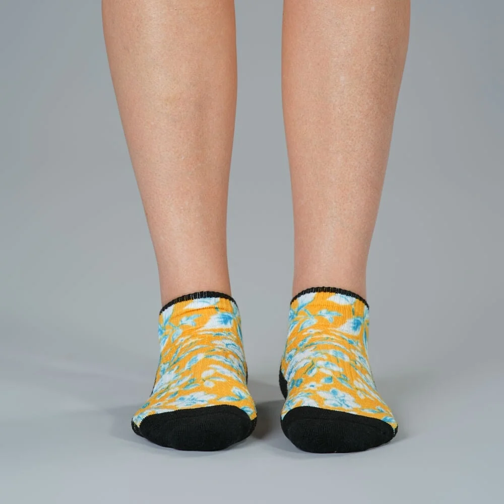 Mustard Floral Ankle Compression Socks - Image 2