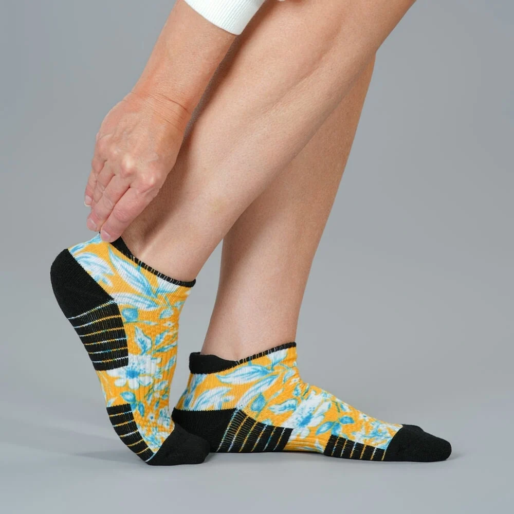 Mustard Floral Ankle Compression Socks - Image 3