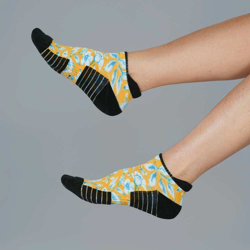 Mustard Floral Ankle Compression Socks - Image 4
