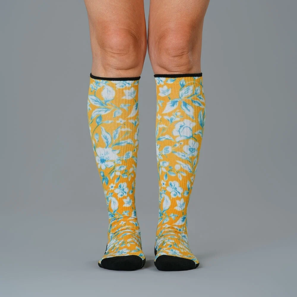 Mustard Floral Compression Socks - Image 2