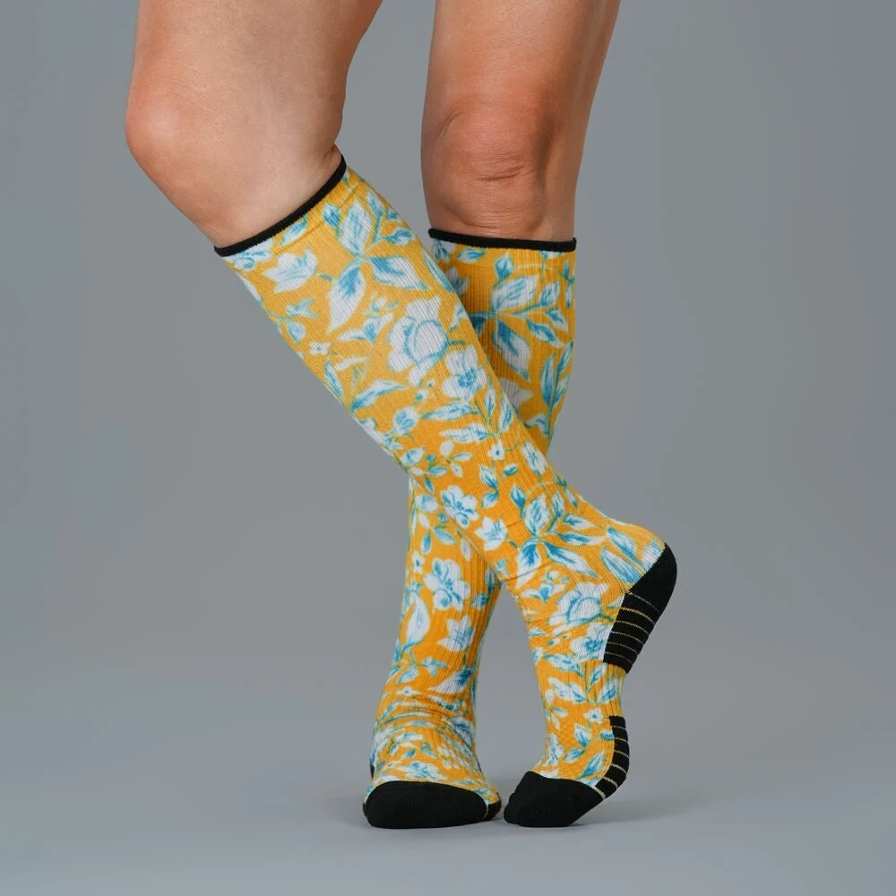 Mustard Floral Compression Socks - Image 3