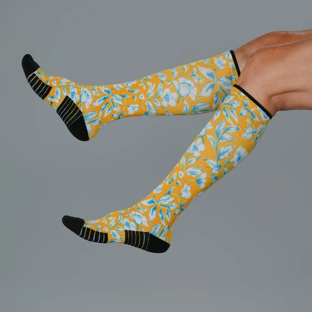 Mustard Floral Compression Socks - Image 5