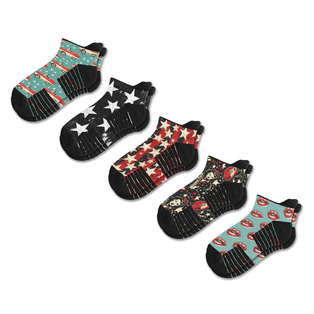 Retro Rocker Ankle Compression Socks 5-Pack Bundle