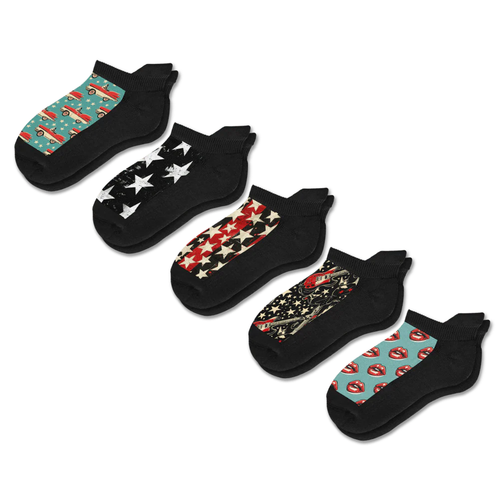 Retro Rocker Ankle Socks 5-Pack Bundle