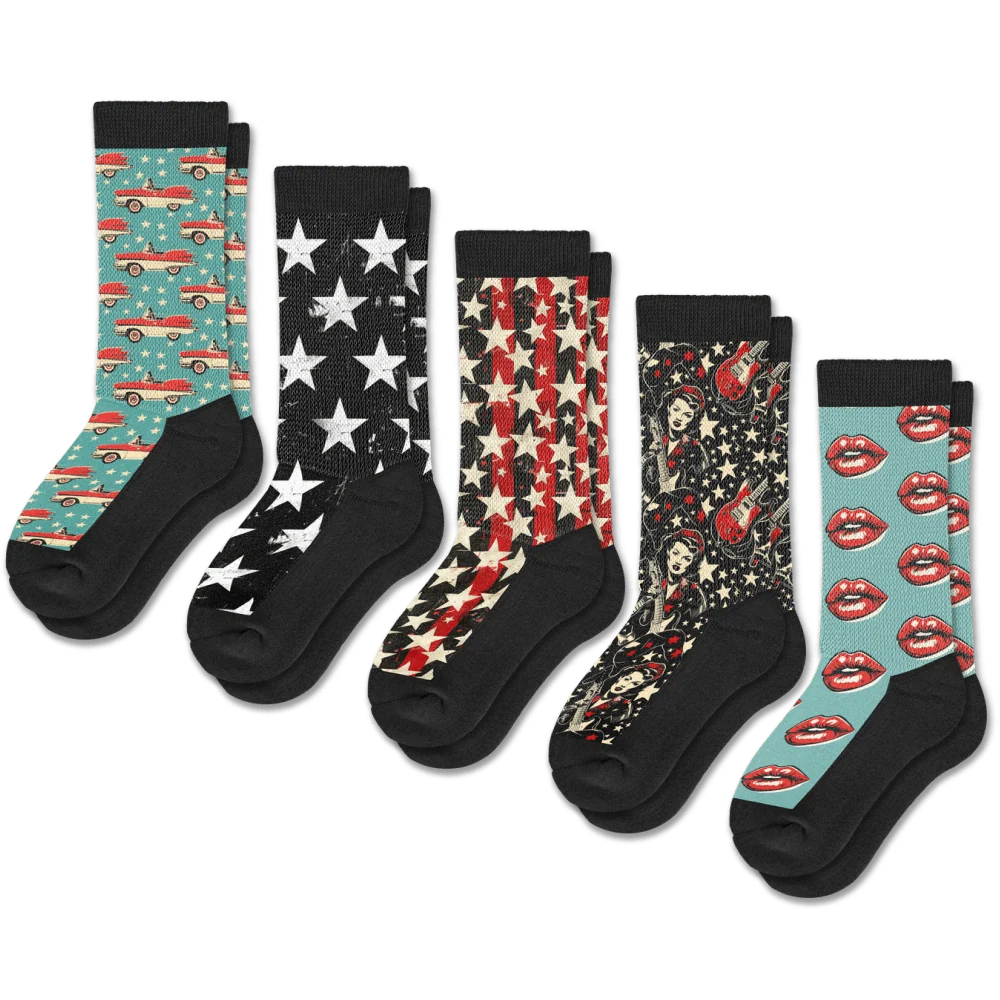 Retro Rocker EasyStretch™ Socks 5-Pack Bundle - Image 2