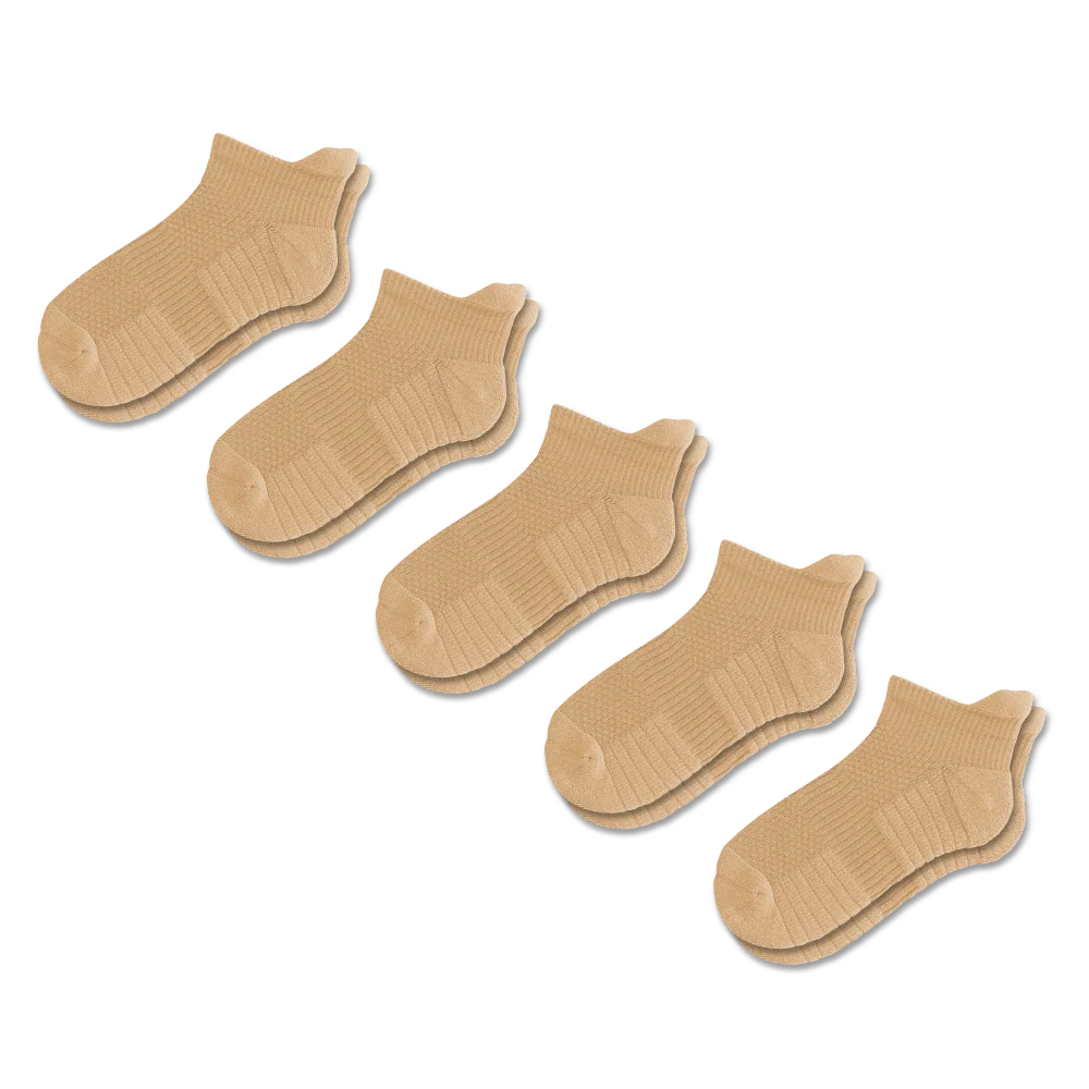 Tan Ankle Compression Socks 5-Pack Bundle