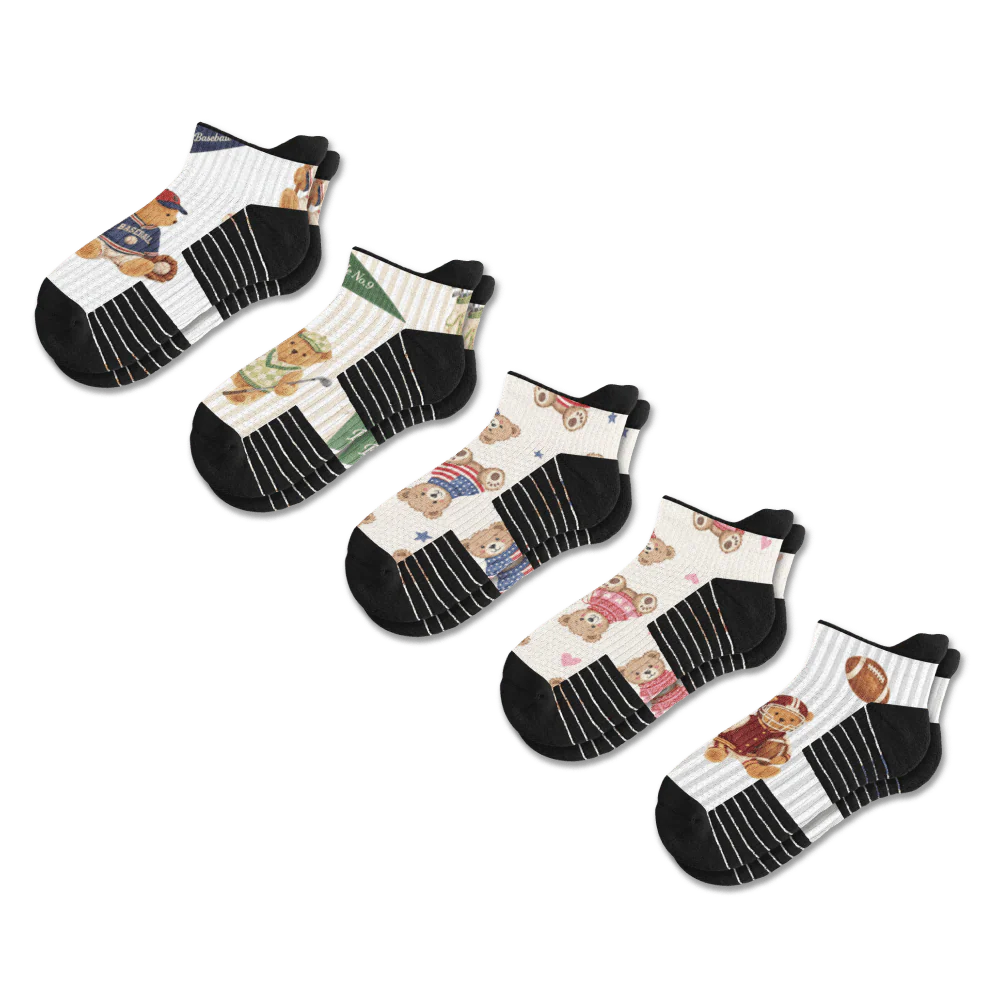 Teddy Bears Ankle Compression Socks 5-Pack Bundle