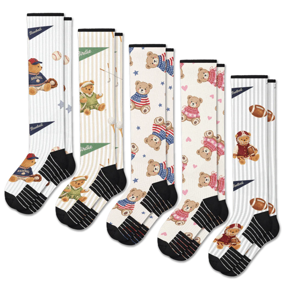 Teddy Bears Compression Socks 5-Pack Bundle