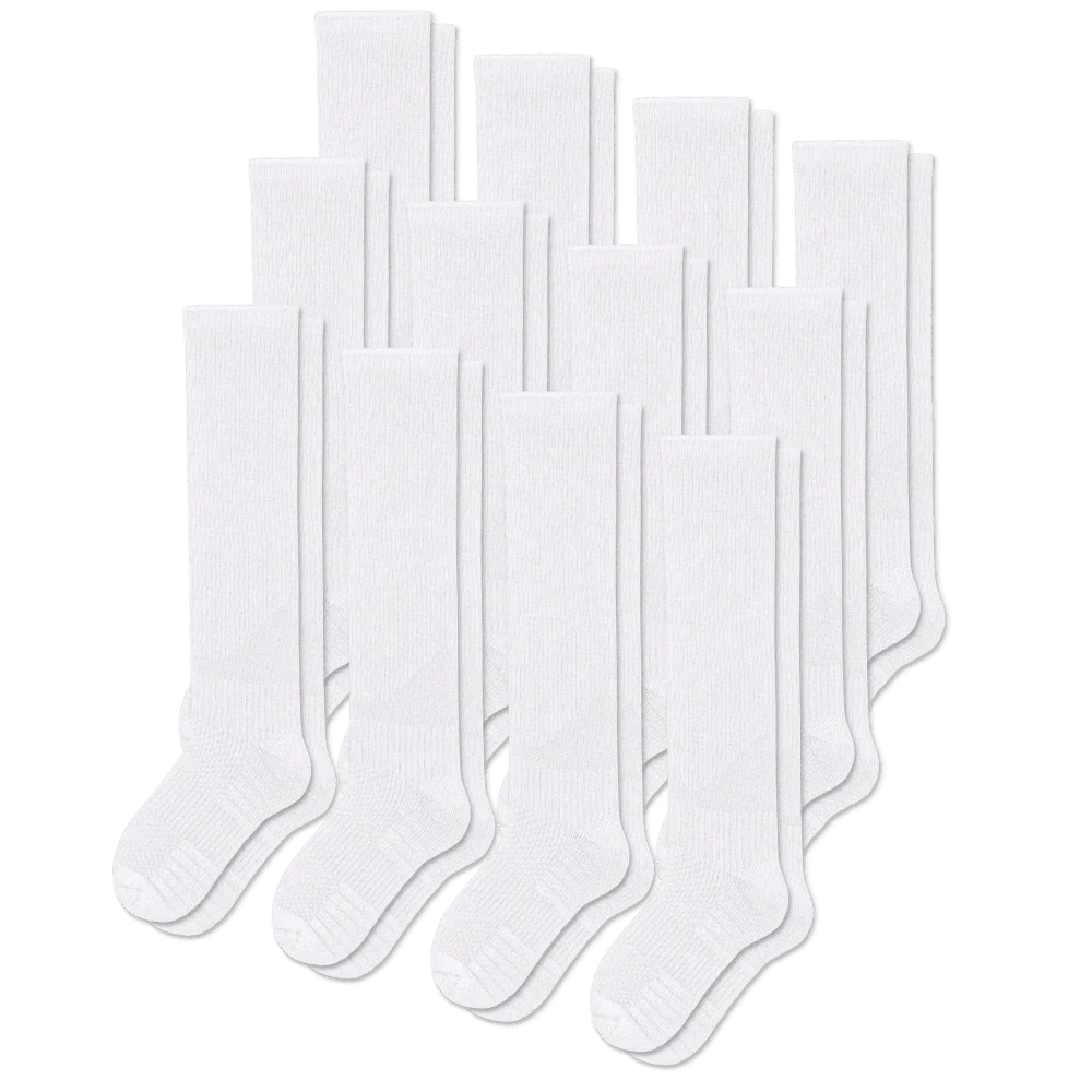 White Compression Socks Bundle 12-Pack