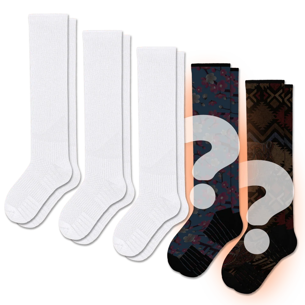 White & Mystery Compression Socks Bundle 5-Pack
